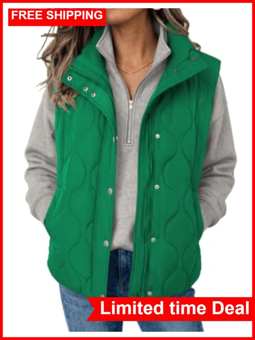 Women Oversized Puffer Vest Stand Collar Zip Up Sleeveless Quilted Outerwear